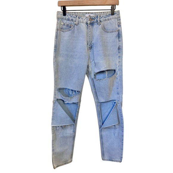 Adika Davis Straight Leg Distressed Jeans Size Medium‎ Light Wash - Picture 1 of 13